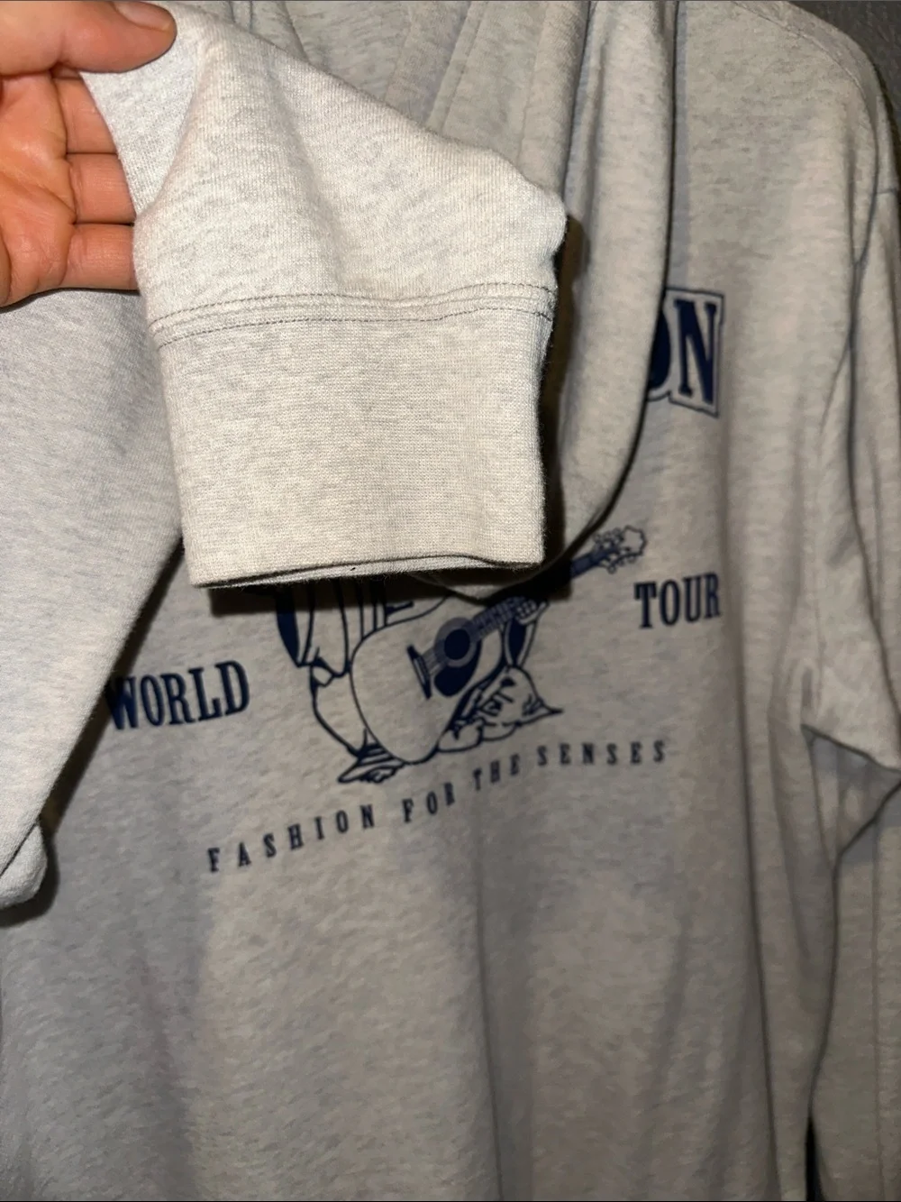 True Religion Heather Gray Zip Hoodie with Navy Horseshoe